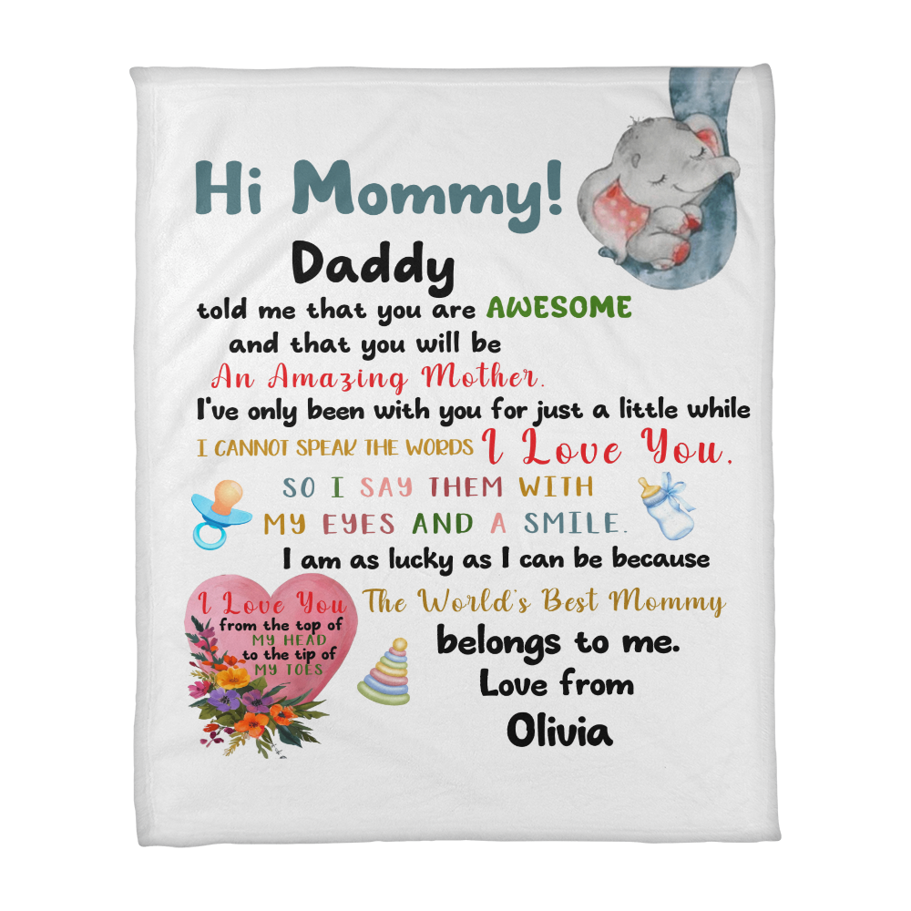 Personalized Coral Fleece Blanket (Portrait) for Mommy - Mother's Day Gift