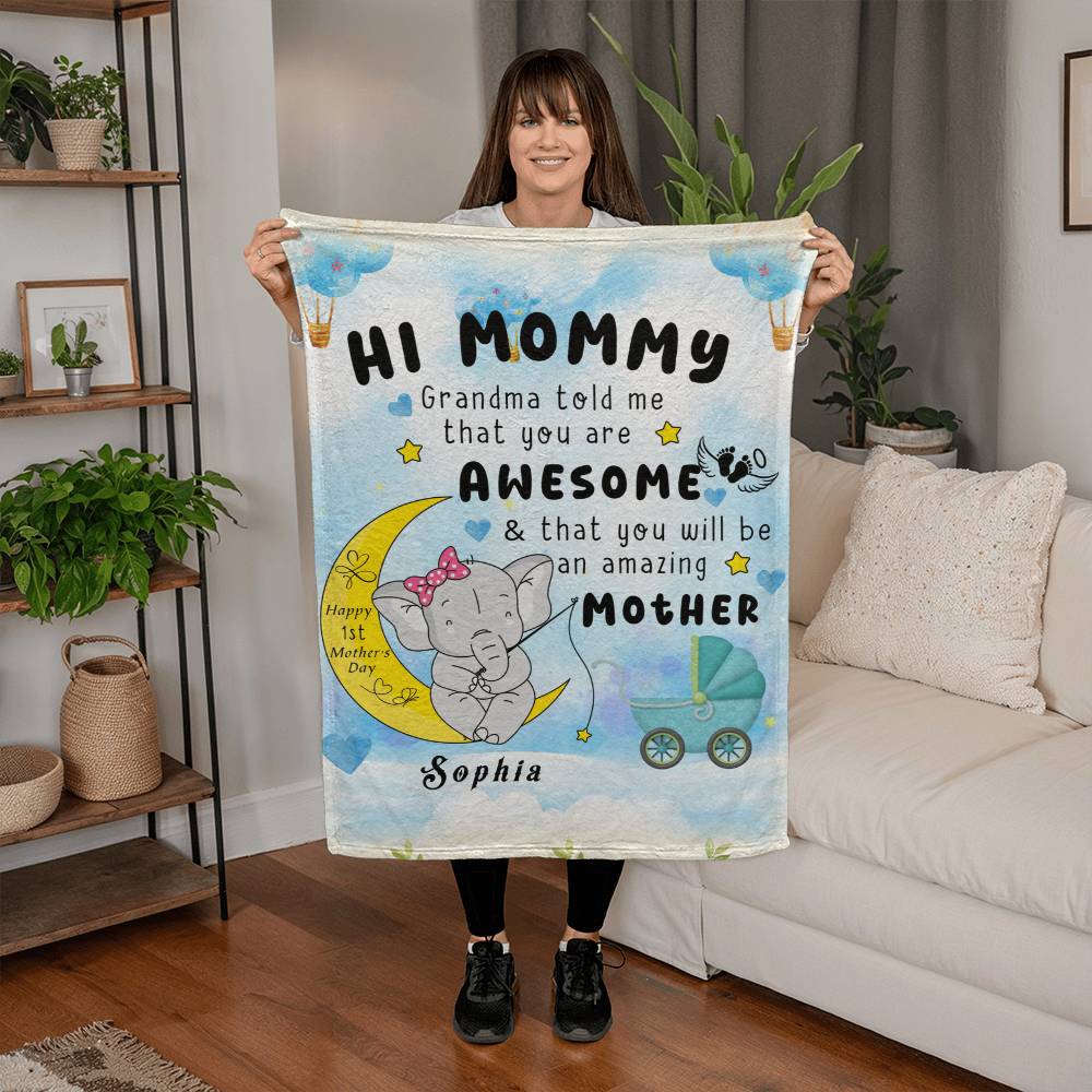 Coral Fleece Blanket (Portrait) for Mommy - 1st Mother's Day