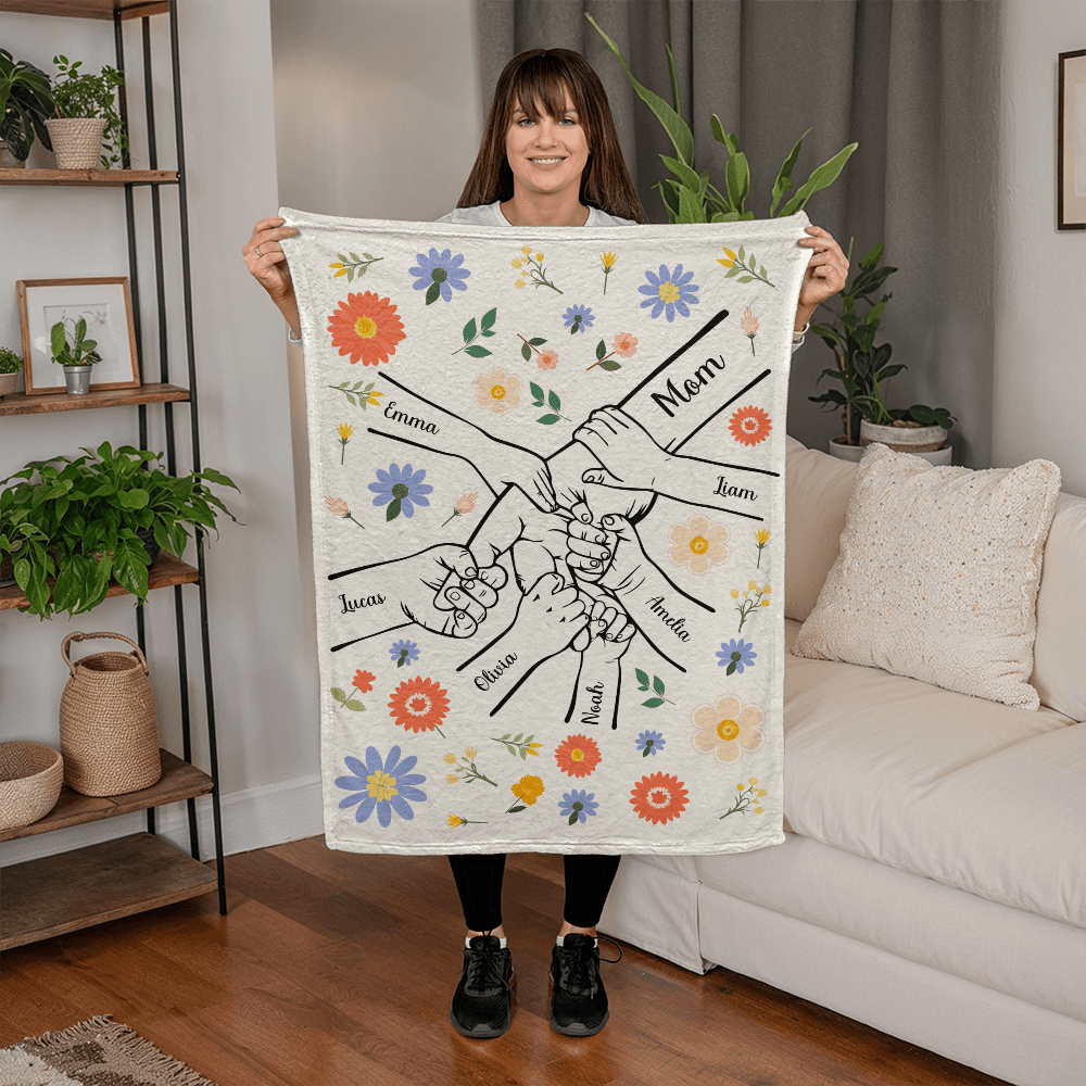 Personalized Kids Hands Blanket for Mom - TreasuredTale