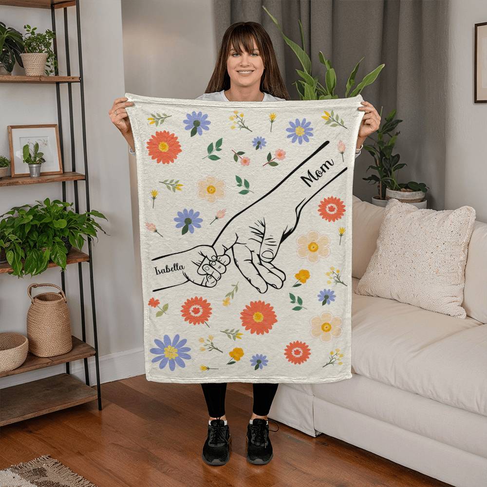 Personalized Kids Hands Blanket for Mom - PHOTO 1 - TreasuredTale