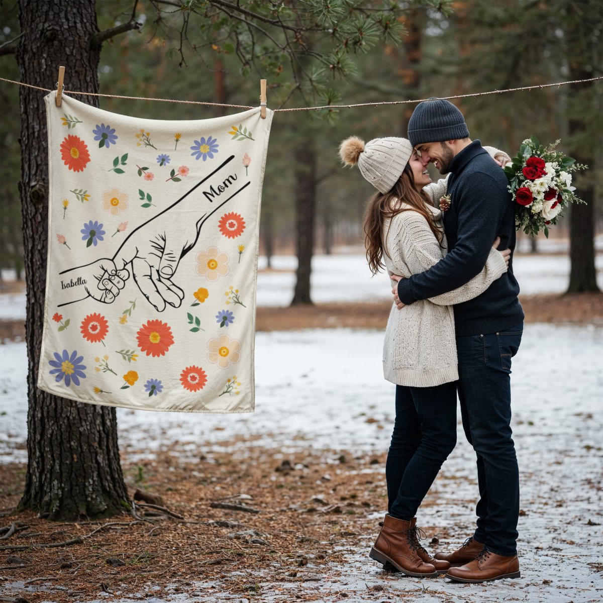Personalized Kids Hands Blanket for Mom - PHOTO 1 - TreasuredTale