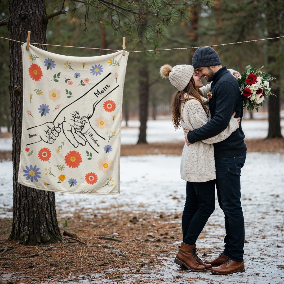 Personalized Kids Hands Blanket for Mom - PHOTO 2 - TreasuredTale