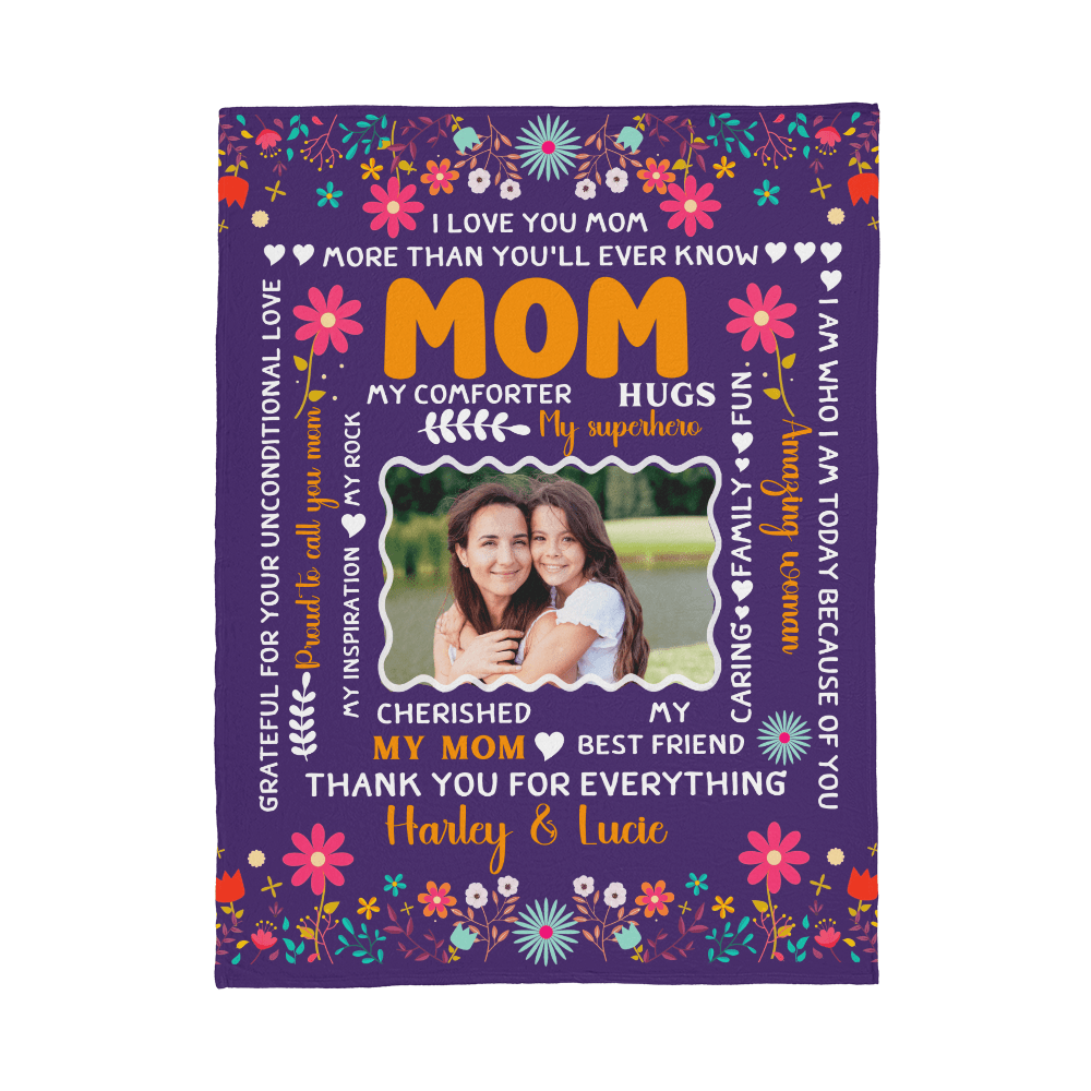Custom Blanket – I Love You Mom Heartfelt Gift - TreasuredTale