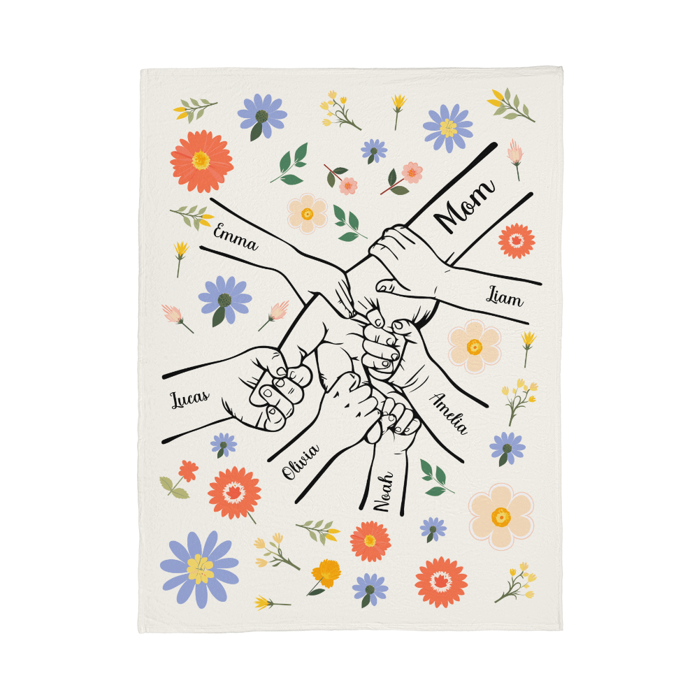 Personalized Kids Hands Blanket for Mom - TreasuredTale