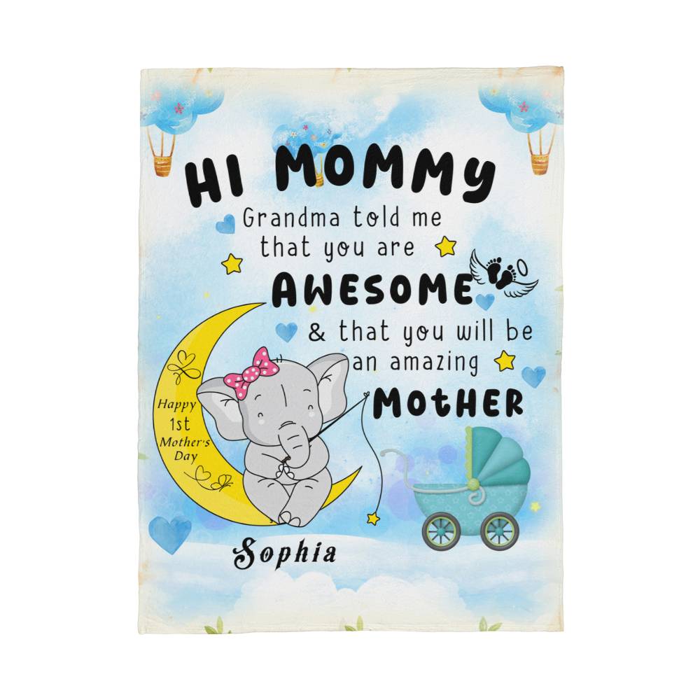 Coral Fleece Blanket (Portrait) for Mommy - 1st Mother's Day