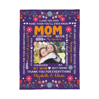 Personalized Coral Fleece Blanket (Portrait) for Mom from Daughter - Mother's Day Gift