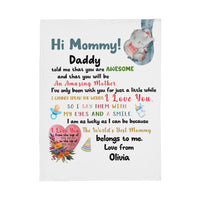 Personalized Coral Fleece Blanket (Portrait) for Mommy - Mother's Day Gift