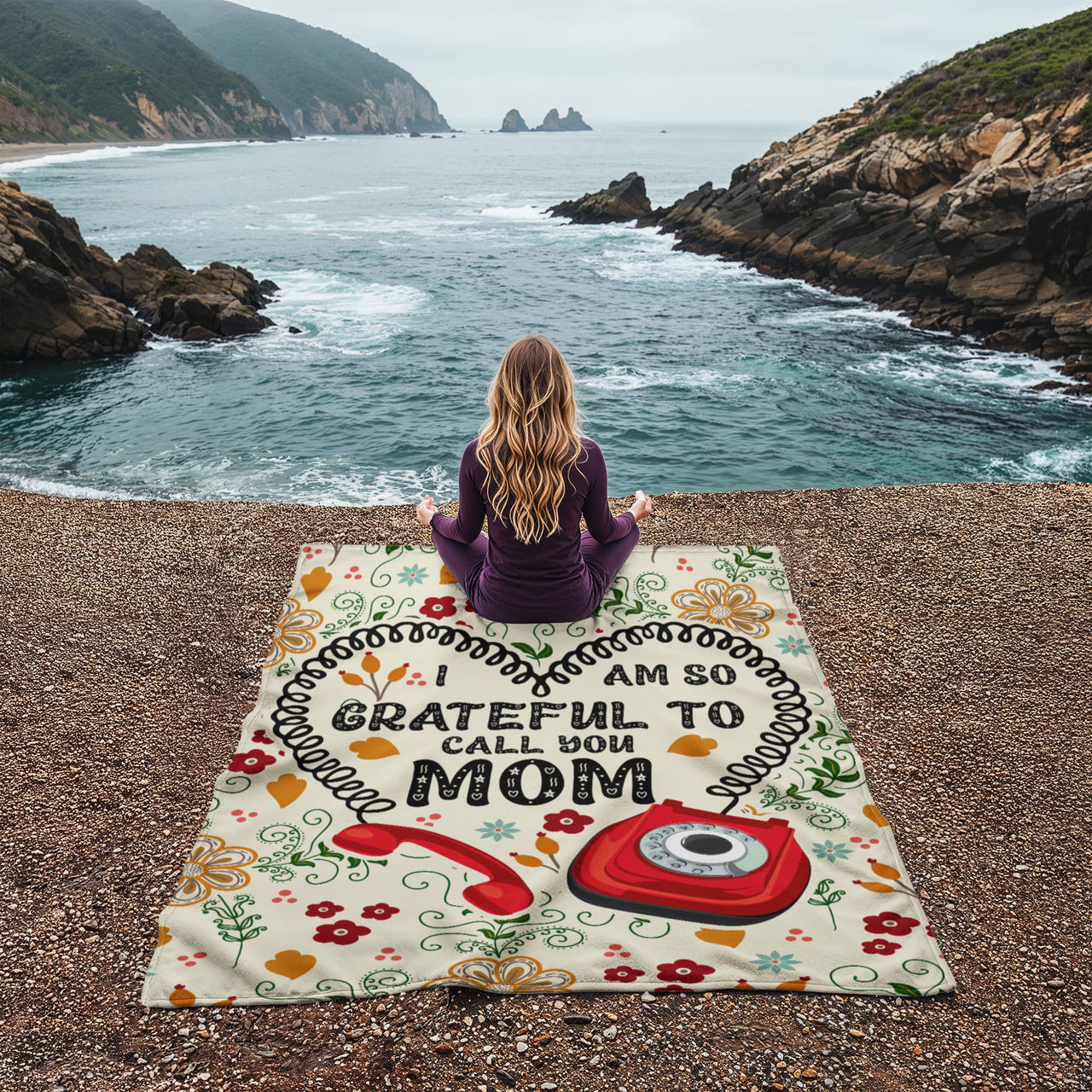 Coral Fleece Blanket Portrait (3:4) - Mother's Day Gift - I am so Grateful to Call You Mom
