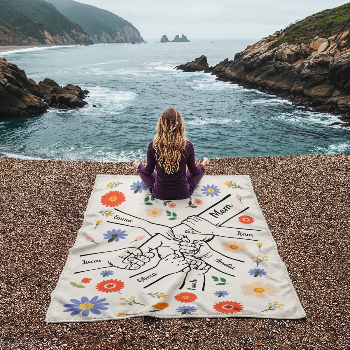 Personalized Kids Hands Blanket for Mom - TreasuredTale