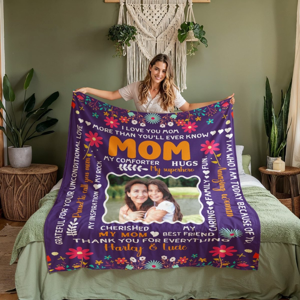 Custom Blanket – I Love You Mom Heartfelt Gift - TreasuredTale