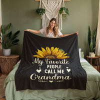 Coral Fleece Blanket Portrait (3:4) for Grandma - Mother's Day Gift - My Favorite People Call Me Grandma