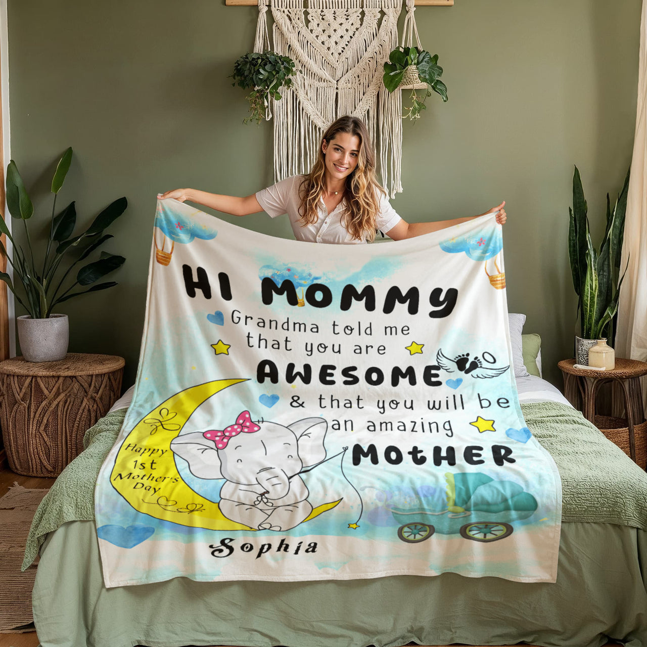 Coral Fleece Blanket (Portrait) for Mommy - 1st Mother's Day