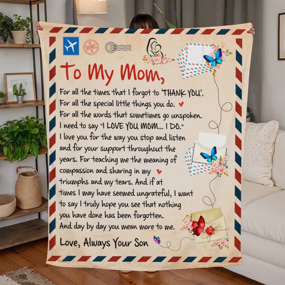 Cozy Blanket for Mom from Son - TreasuredTale