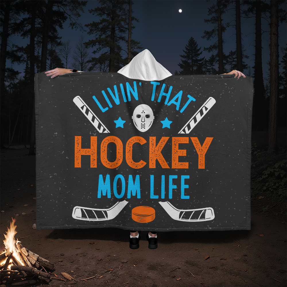 Hooded Sherpa Fleece Blanket for Mom - Mother's Day Gift - Livin' That Hockey Mom Life