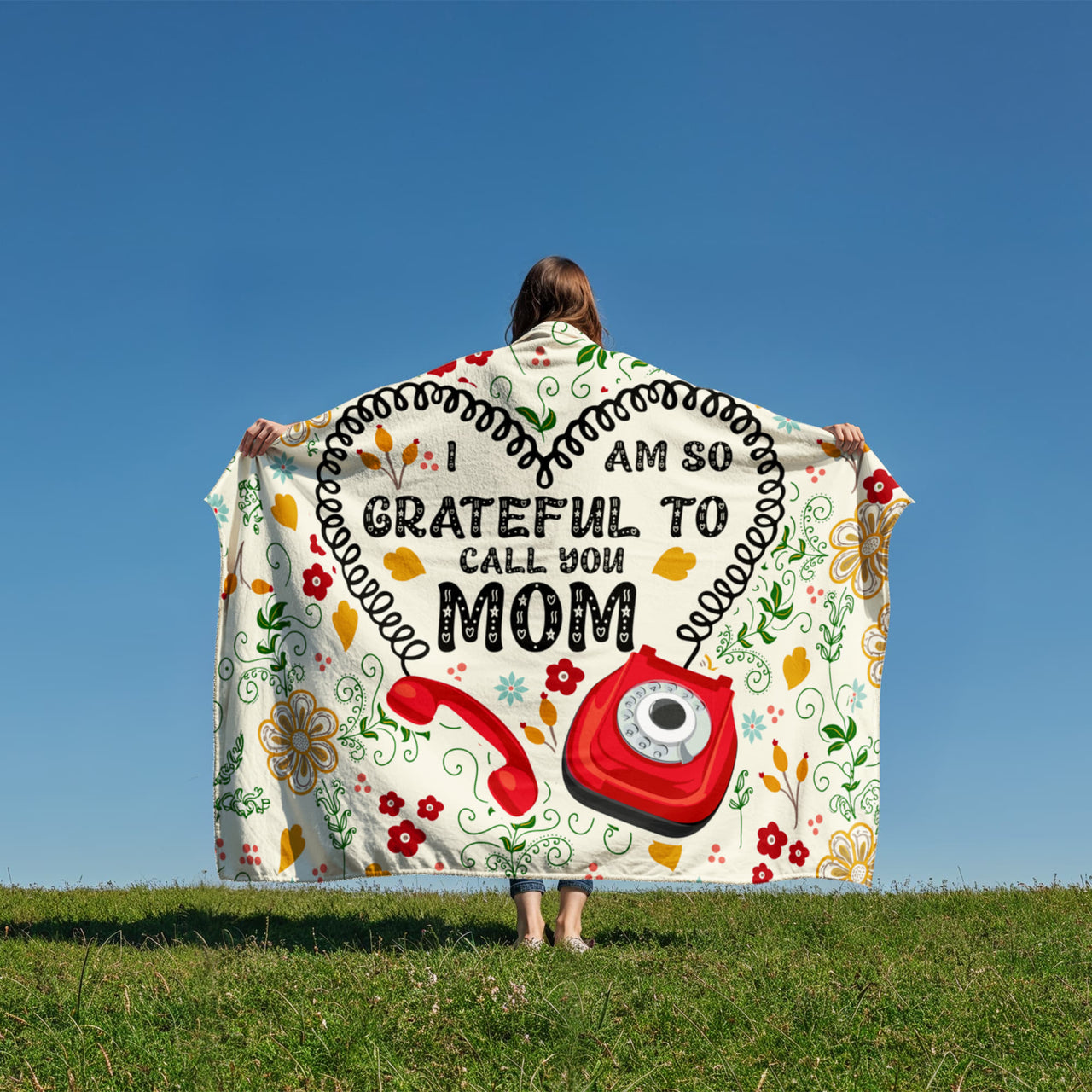 Coral Fleece Blanket Landscape (4:3) - Mother's Day Gift - I am so Grateful to Call You Mom