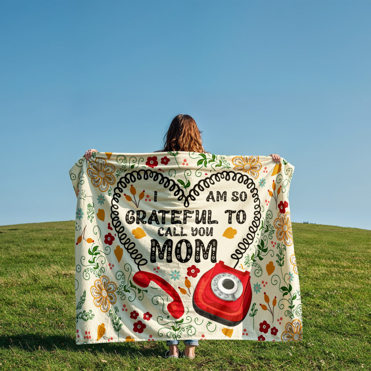 Coral Fleece Blanket Landscape (4:3) - Mother's Day Gift - I am so Grateful to Call You Mom
