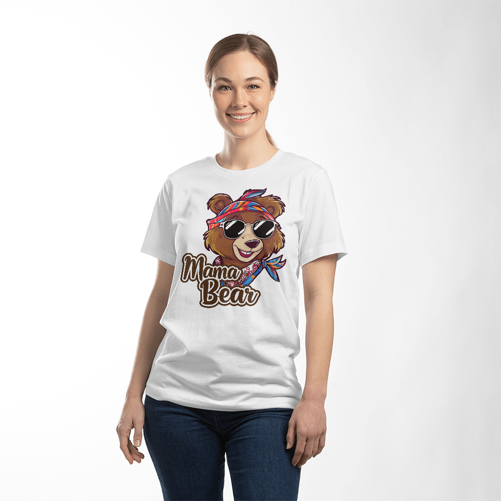 Unisex White, Black  T-Shirt Front Print for Mom - Mother's Day Gift - Mama Bear