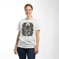 Unisex White T-Shirt Front Print for Mom - Mother's Day Gift - Mama Bear