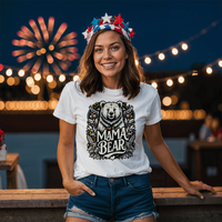 Unisex White T-Shirt Front Print for Mom - Mother's Day Gift - Mama Bear
