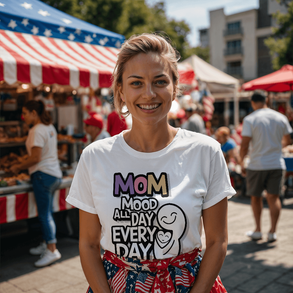 Unisex White, Black T-Shirt Front Print for Mom - Mother's Day Gift - Mom Mood