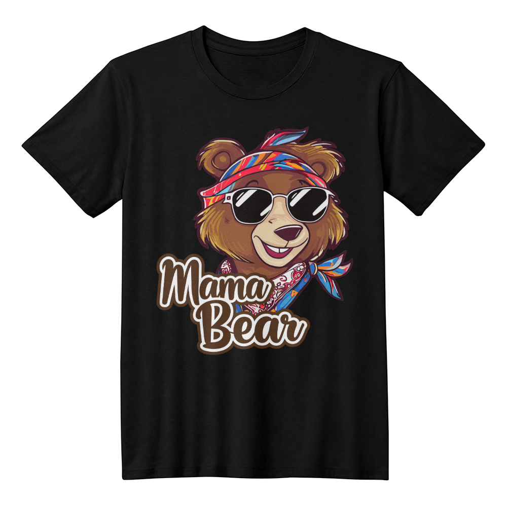Unisex White, Black  T-Shirt Front Print for Mom - Mother's Day Gift - Mama Bear