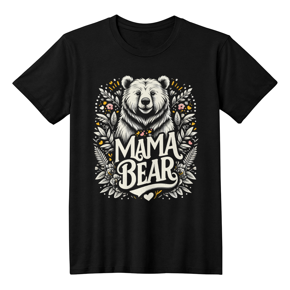 Unisex White T-Shirt Front Print for Mom - Mother's Day Gift - Mama Bear