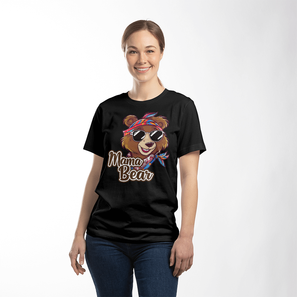 Unisex White, Black  T-Shirt Front Print for Mom - Mother's Day Gift - Mama Bear