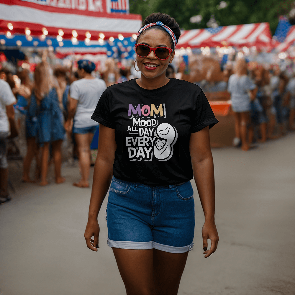 Unisex White, Black T-Shirt Front Print for Mom - Mother's Day Gift - Mom Mood
