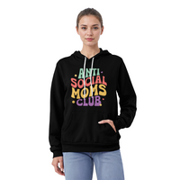 Unisex White, Black, Gray Unisex Pullover Hoodie Front Print for Mom - Mother's Day Gift - Anti Social Moms Club