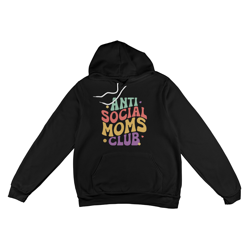 Unisex White, Black, Gray Unisex Pullover Hoodie Front Print for Mom - Mother's Day Gift - Anti Social Moms Club