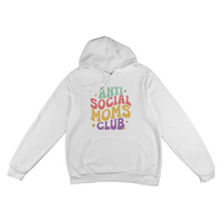 Unisex White, Black, Gray Unisex Pullover Hoodie Front Print for Mom - Mother's Day Gift - Anti Social Moms Club