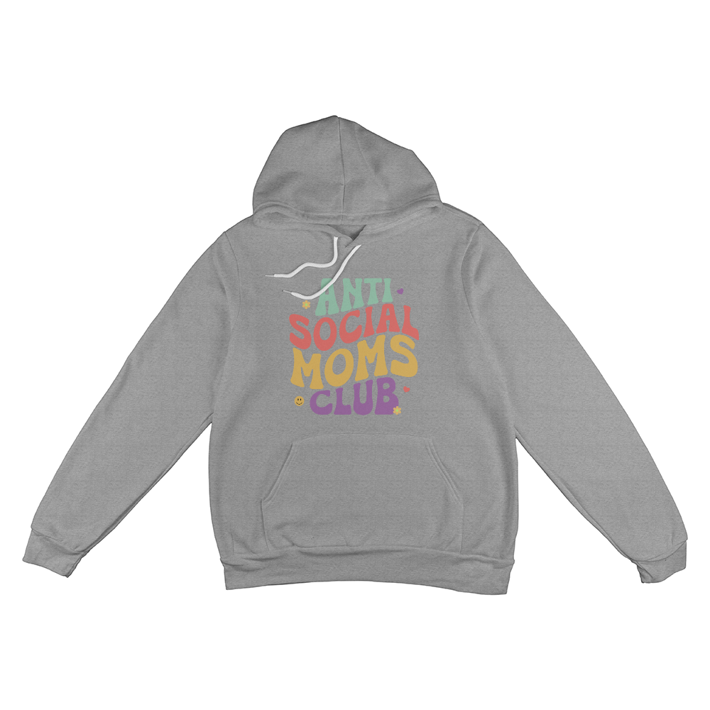 Unisex White, Black, Gray Unisex Pullover Hoodie Front Print for Mom - Mother's Day Gift - Anti Social Moms Club