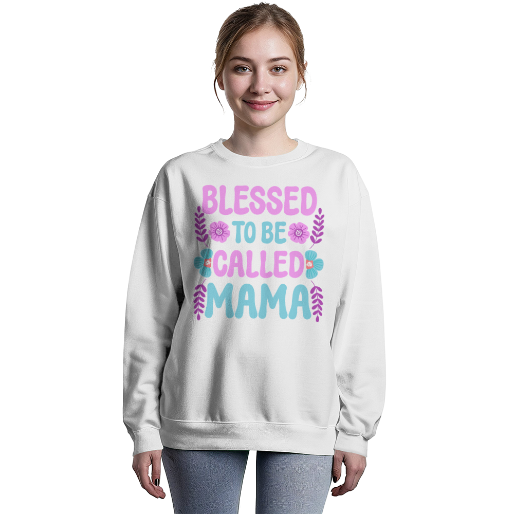 Bella + Canvas 3945 Unisex White, Black, Gray Unisex Crewneck Sweatshirt Front Print for Mom - Mother's Day Gift - Blessed to be Called Mama
