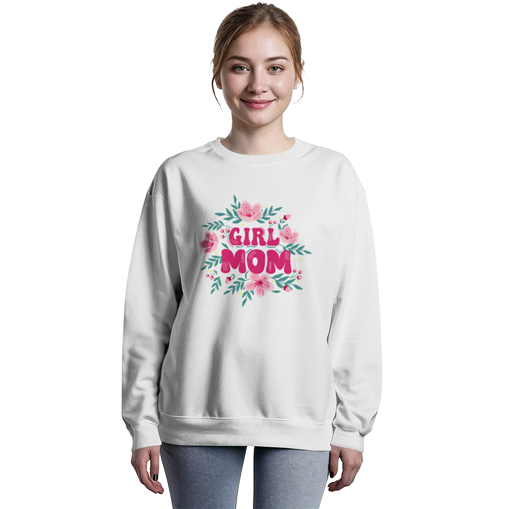 Bella + Canvas 3945 Unisex White, Black, Gray Unisex Crewneck Sweatshirt Front Print for Mom - Mother's Day Gift - Girl Mom