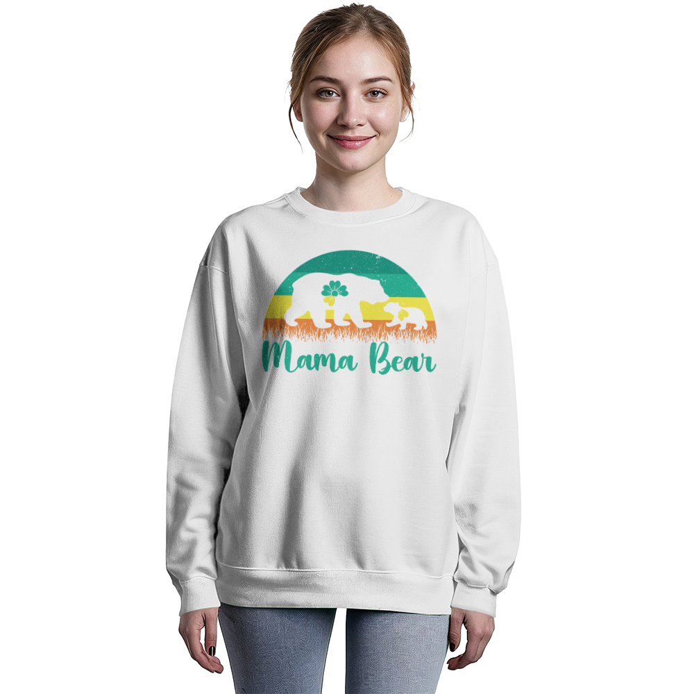 Bella + Canvas 3945 Unisex White, Black, Gray Unisex Crewneck Sweatshirt Front Print for Mom - Mother's Day Gift - Mama Bear