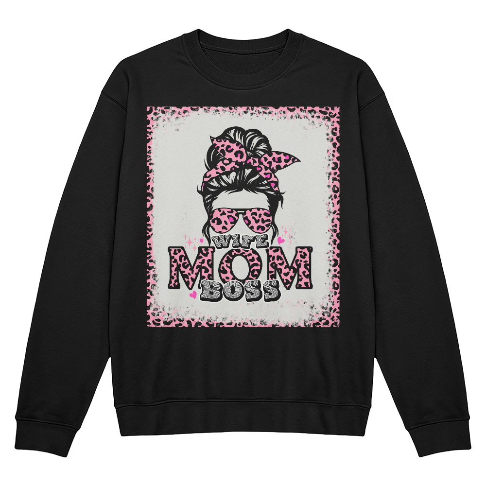 Bella + Canvas 3945 Unisex White, Black, Gray Unisex Crewneck Sweatshirt Front Print for Mom - Mother's Day Gift - Wife Mom Boss