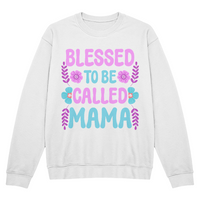 Bella + Canvas 3945 Unisex White, Black, Gray Unisex Crewneck Sweatshirt Front Print for Mom - Mother's Day Gift - Blessed to be Called Mama