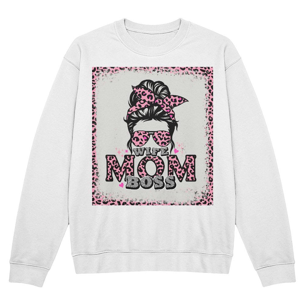 Bella + Canvas 3945 Unisex White, Black, Gray Unisex Crewneck Sweatshirt Front Print for Mom - Mother's Day Gift - Wife Mom Boss