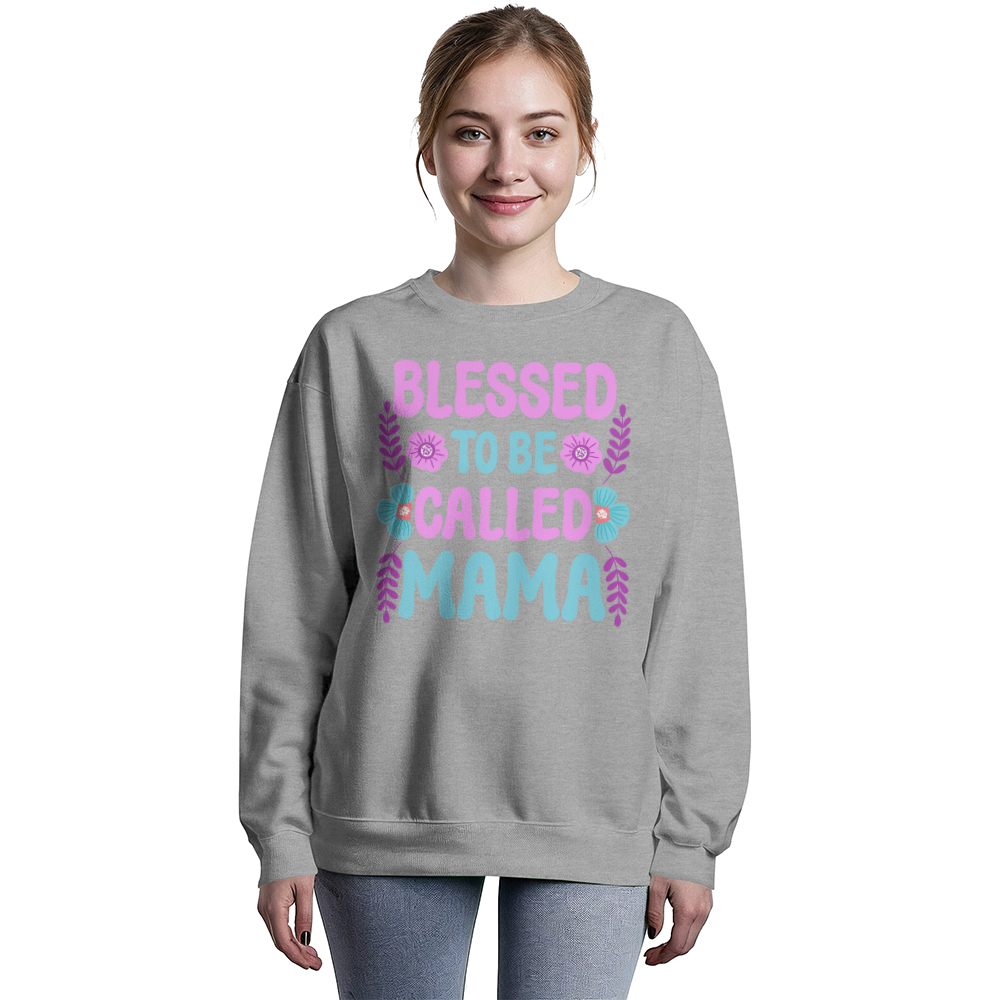 Bella + Canvas 3945 Unisex White, Black, Gray Unisex Crewneck Sweatshirt Front Print for Mom - Mother's Day Gift - Blessed to be Called Mama
