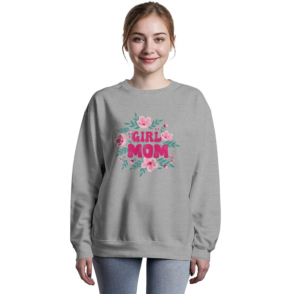 Bella + Canvas 3945 Unisex White, Black, Gray Unisex Crewneck Sweatshirt Front Print for Mom - Mother's Day Gift - Girl Mom