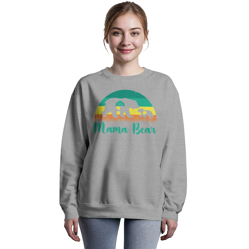 Bella + Canvas 3945 Unisex White, Black, Gray Unisex Crewneck Sweatshirt Front Print for Mom - Mother's Day Gift - Mama Bear
