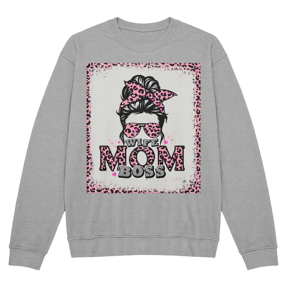 Bella + Canvas 3945 Unisex White, Black, Gray Unisex Crewneck Sweatshirt Front Print for Mom - Mother's Day Gift - Wife Mom Boss