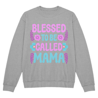 Bella + Canvas 3945 Unisex White, Black, Gray Unisex Crewneck Sweatshirt Front Print for Mom - Mother's Day Gift - Blessed to be Called Mama