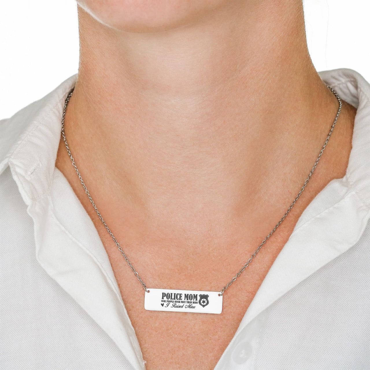 Horizontal Bar Necklace for Mom - Mother's Day Gift - Police Mom