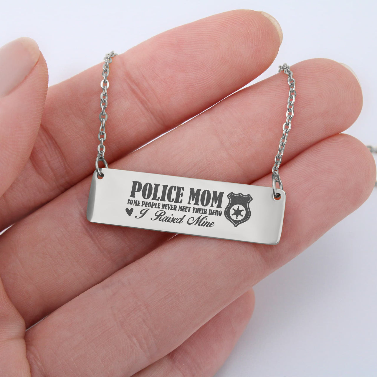Horizontal Bar Necklace for Mom - Mother's Day Gift - Police Mom