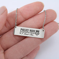 Horizontal Bar Necklace for Mom - Mother's Day Gift - Police Mom