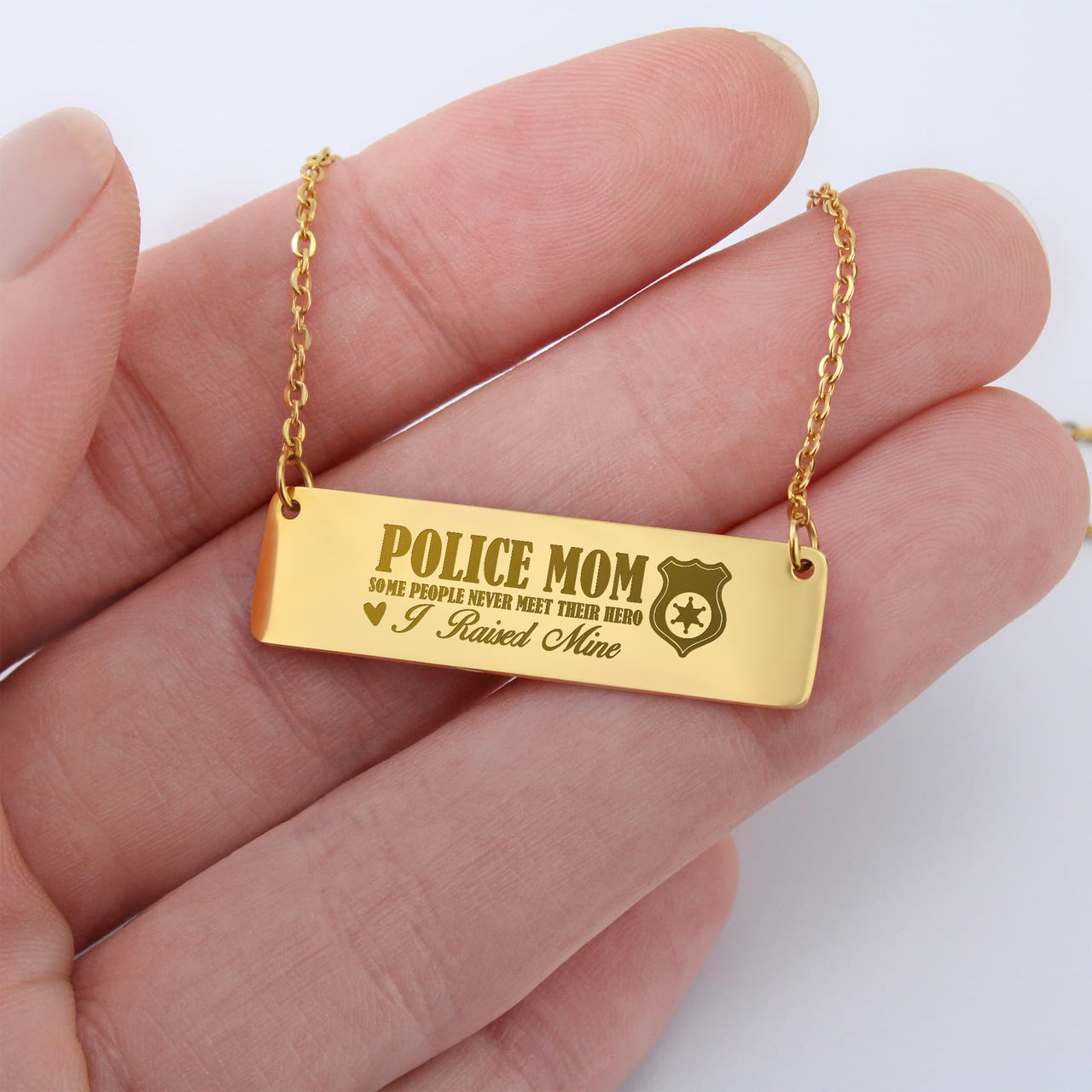 Horizontal Bar Necklace for Mom - Mother's Day Gift - Police Mom