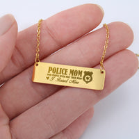 Horizontal Bar Necklace for Mom - Mother's Day Gift - Police Mom