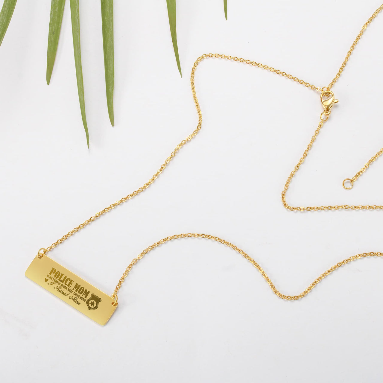 Horizontal Bar Necklace for Mom - Mother's Day Gift - Police Mom