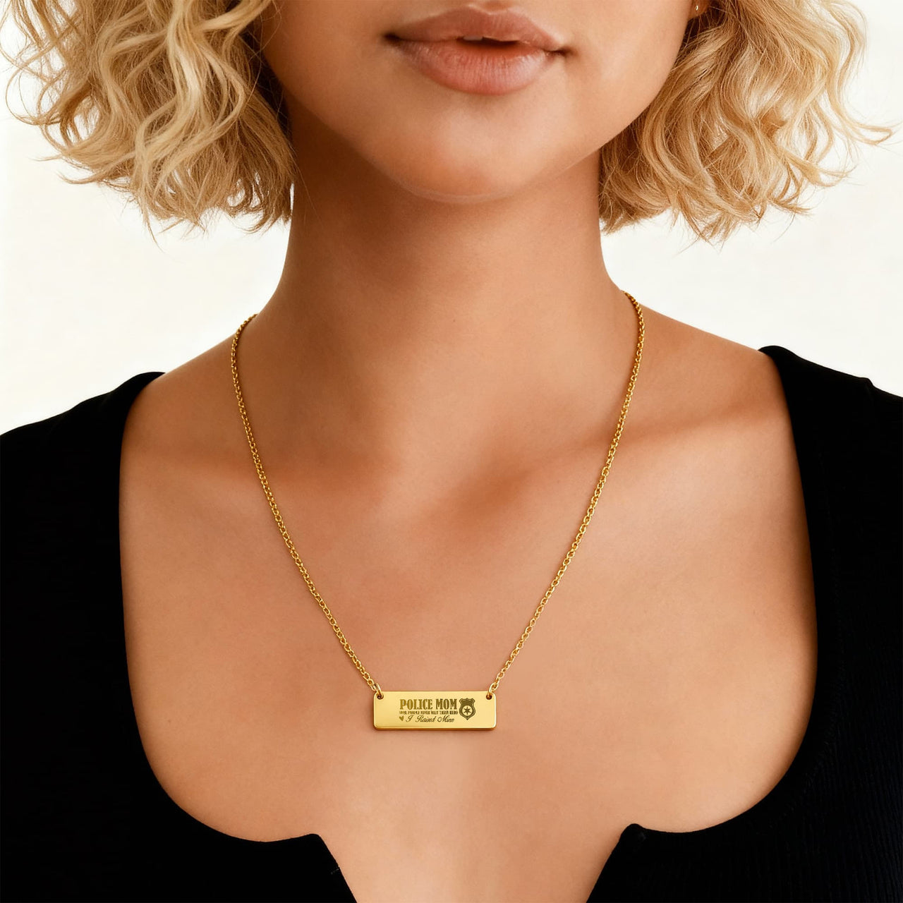 Horizontal Bar Necklace for Mom - Mother's Day Gift - Police Mom